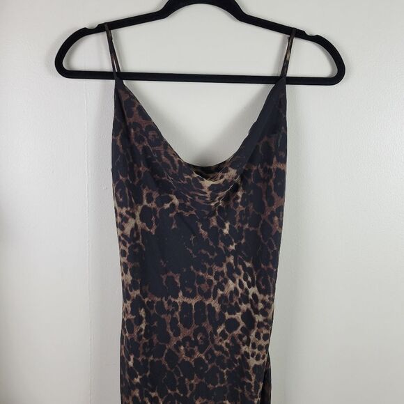 O.P.T Leopard Print Marzena Cowl Neck Slip Midi Dress - Picture 7 of 12